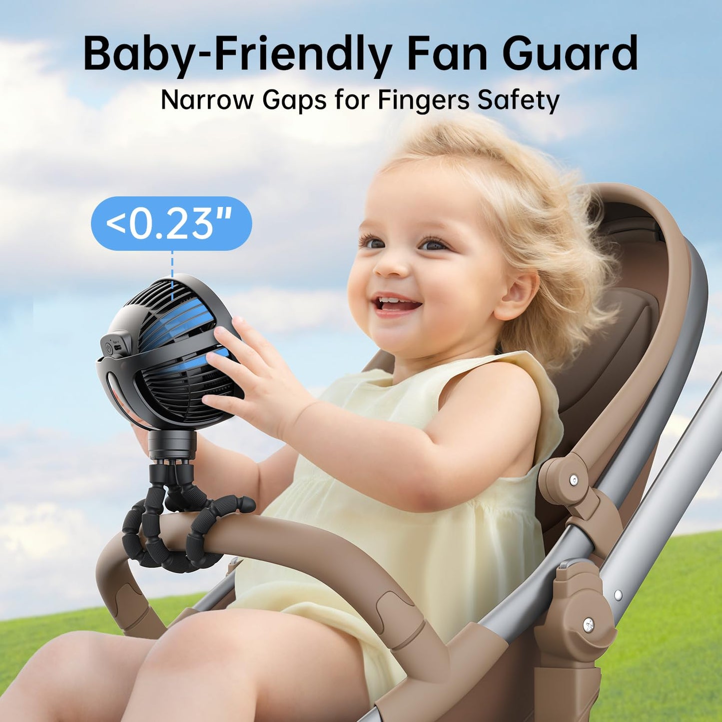 GUSGU Stroller Fan β Large, Clip & Flexible, Battery-Powered, Portable, Black
