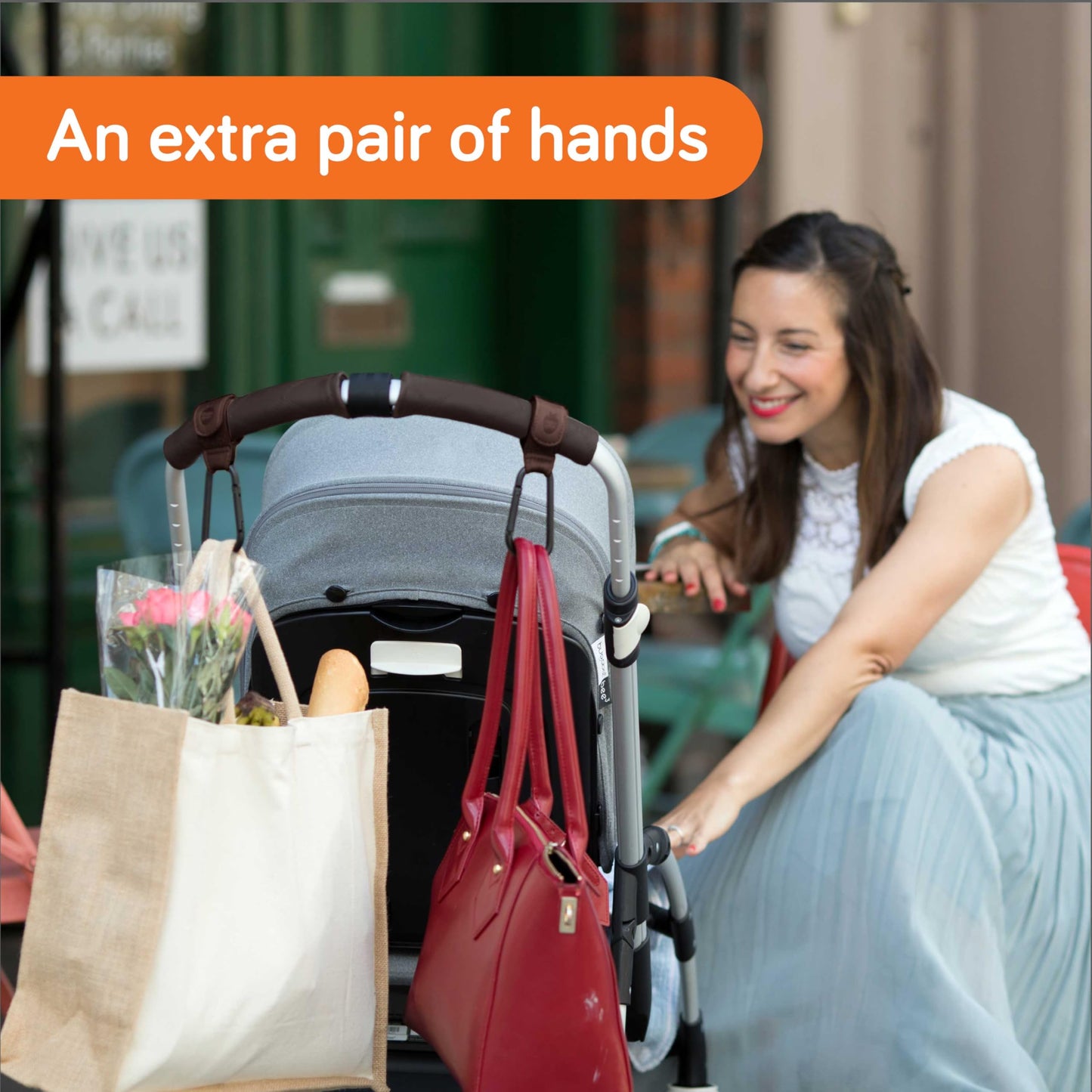 Baby Uma Stroller Clips 2-Pack – Universal, Leather-Look, Up to 5 kg, Brown