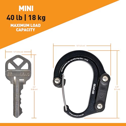 GEAR AID HEROCLIP Mini Carabiner Clip & Hook – Multifunctional, Black