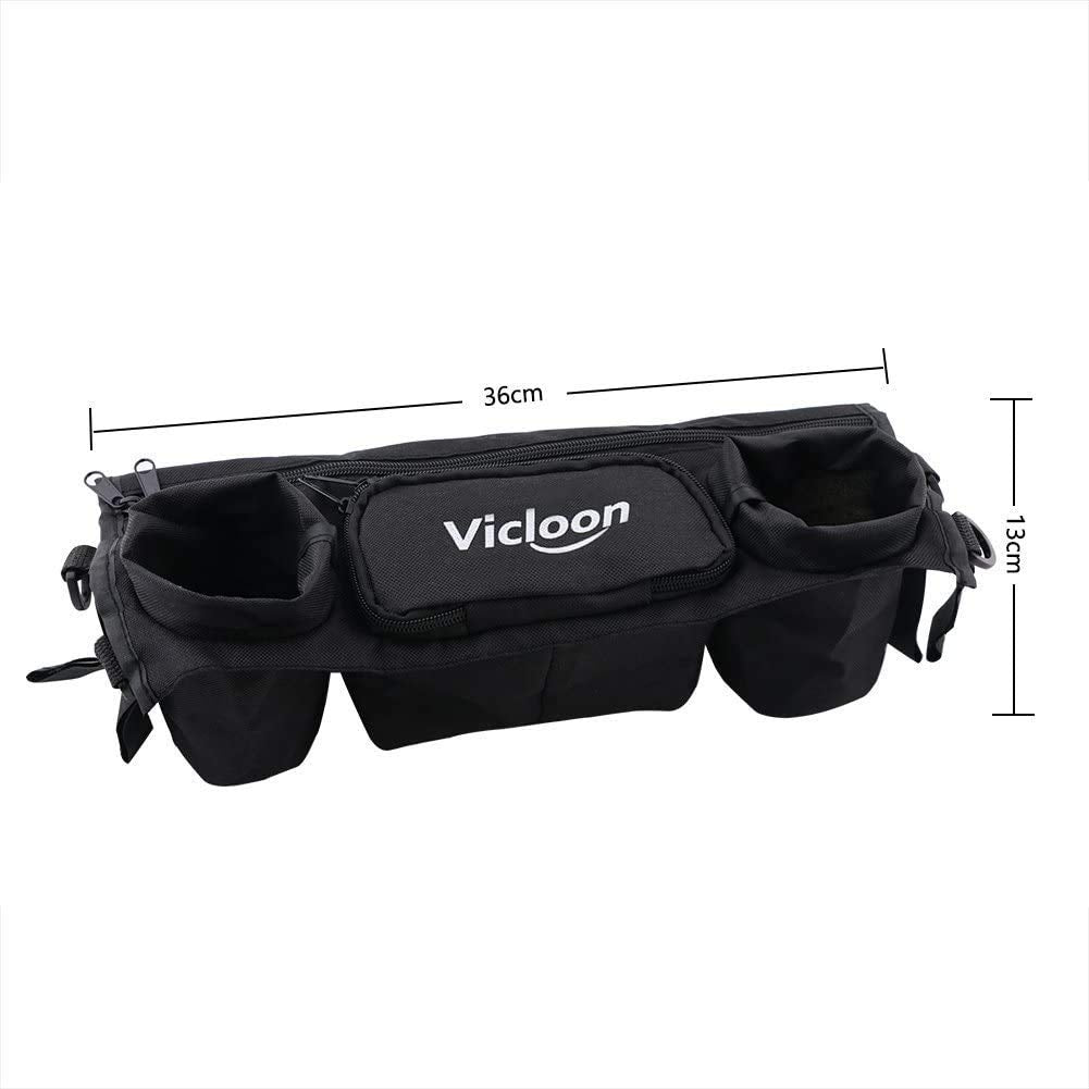 Vicloon Stroller Organizer – Cup Holder & Bag, Universal, Black