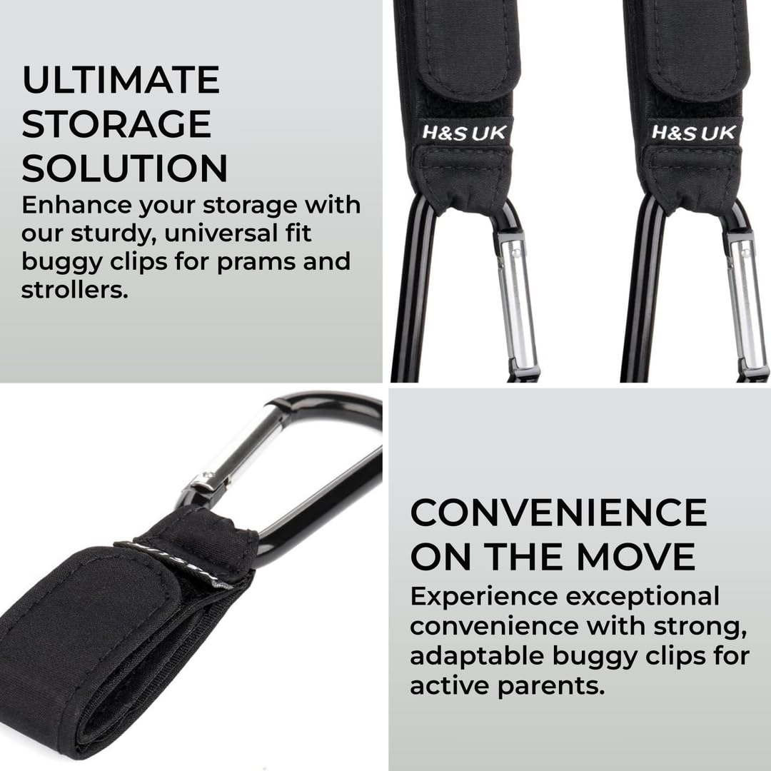 H&S 2-Pack Stroller Clips & Hooks – For Buggy & Stroller, Universal