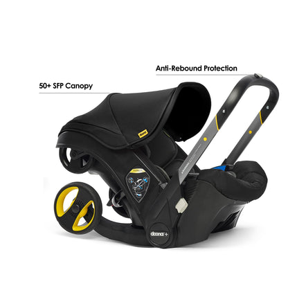 Doona+ Baby Car Seat & Travel Stroller Nitro Black - Convertible 0+ Car Seat and Pram with 5 Point Safety Harness - Ergonomic Pushchair and Travel System - ISOFIX Base Sold Separately