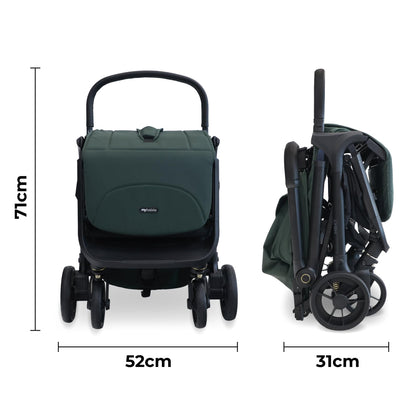 My Babiie MBX7 Autofold Stroller – from Birth to 4 Years (22kg), Foldable & Compact, Lightweight, Travel Buggy for Toddlers, Pushchair Includes Rain Cover - Forest Green