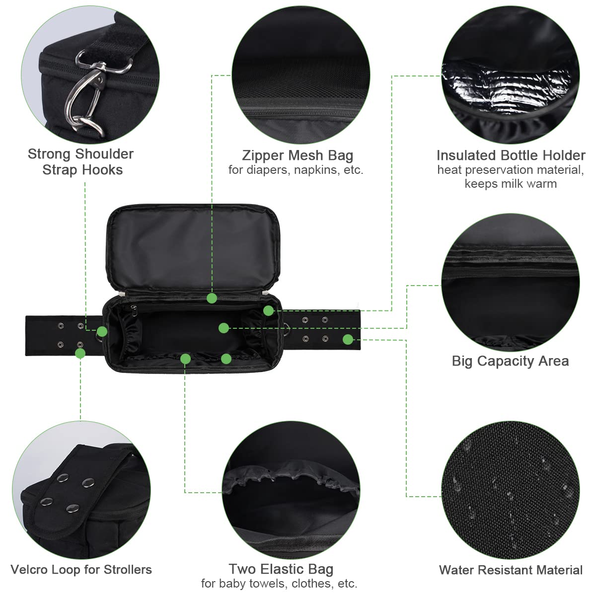 PHILORN Stroller Organizer with Cup Holder & Large Bag – Universal