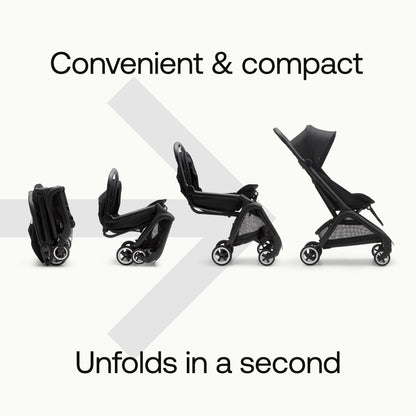 Bugaboo Butterfly Ultra Compact Travel Stroller, Small & Lightweight, Easy 1-Second Fold, Ergonomic and Extra Spacious City Pushchair from Baby to Toddler, Comfortable Steering, Black/Midnight Black