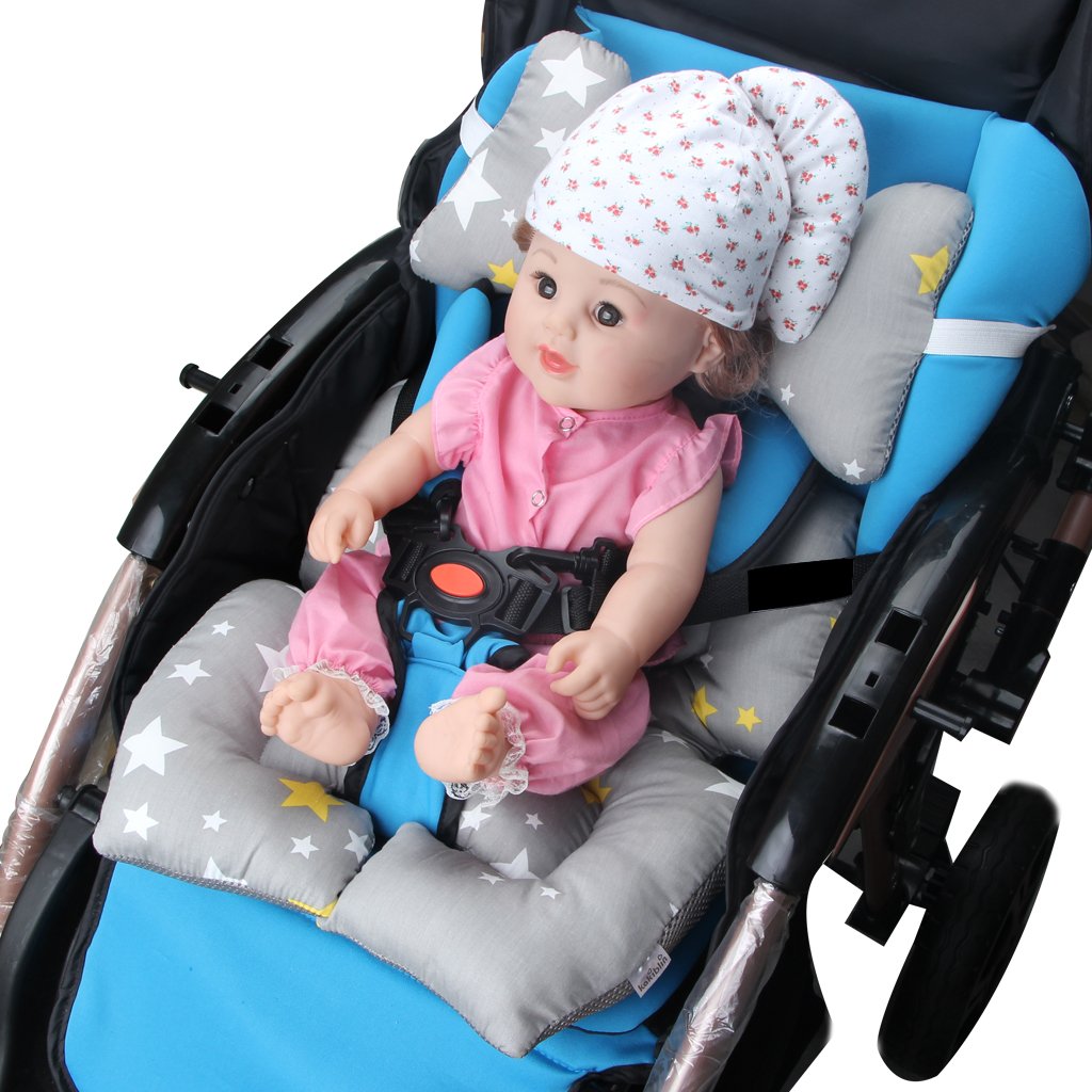KAKIBLIN Stroller Cushion for Baby – Seat Pad & Headrest, Star