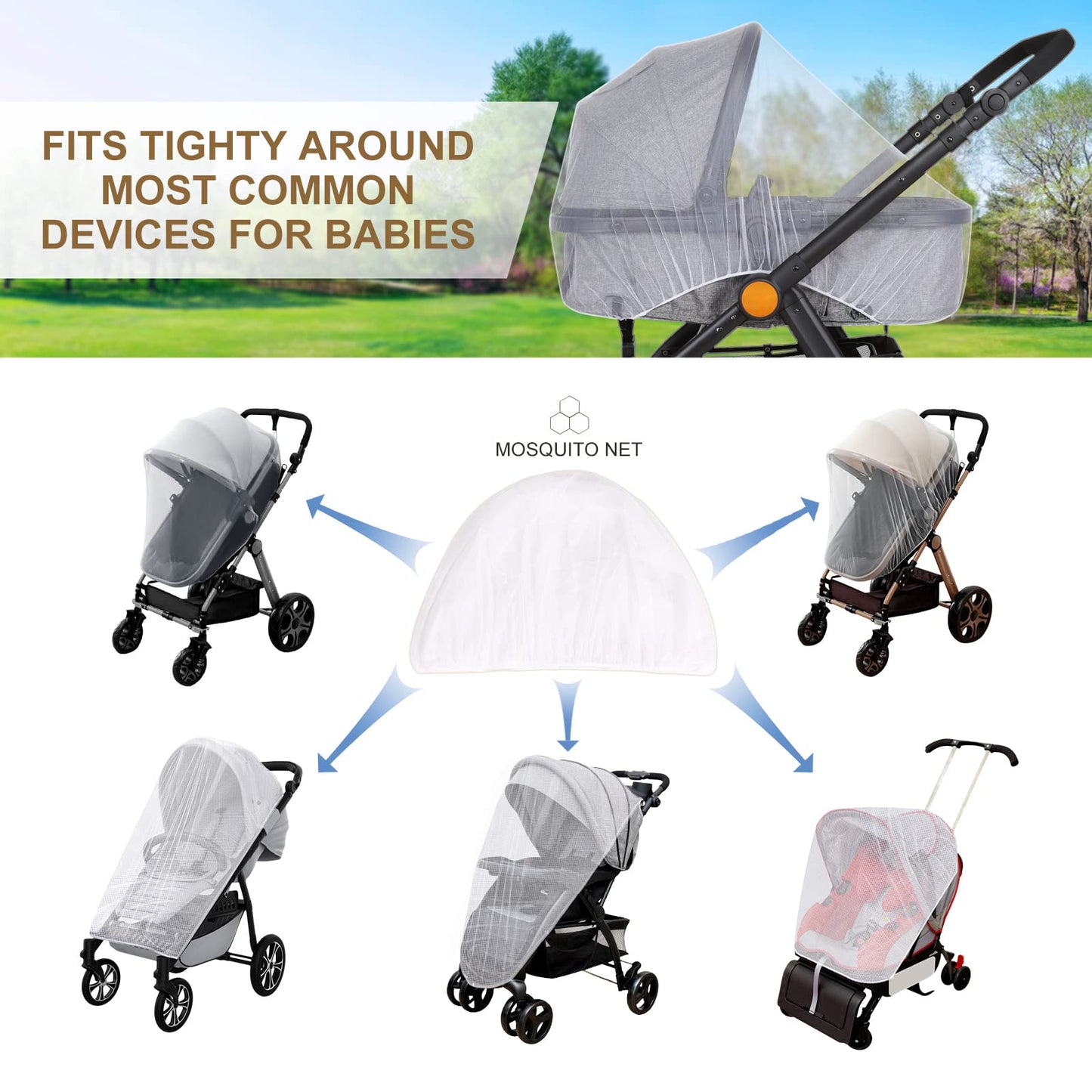 LEMESO Stroller Insect Net – Universal, Mosquito Net, White