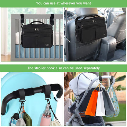 PHILORN Stroller Organizer with Cup Holder & Large Bag – Universal