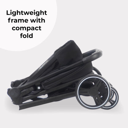 My Babiie MB160 Pushchair – from Birth to 4 Years (22kg), 4-Wheel Suspension, Large Basket, XL Canopy, Foldable, Compact, Stroller with Footmuff, Cup Holder, Rain Cover – Black Leopard