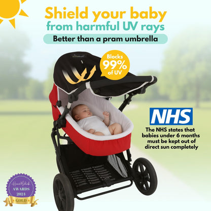 SnoozeShade Original Baby Sunshade 0–6 Months – 99% UV Protection for Strollers