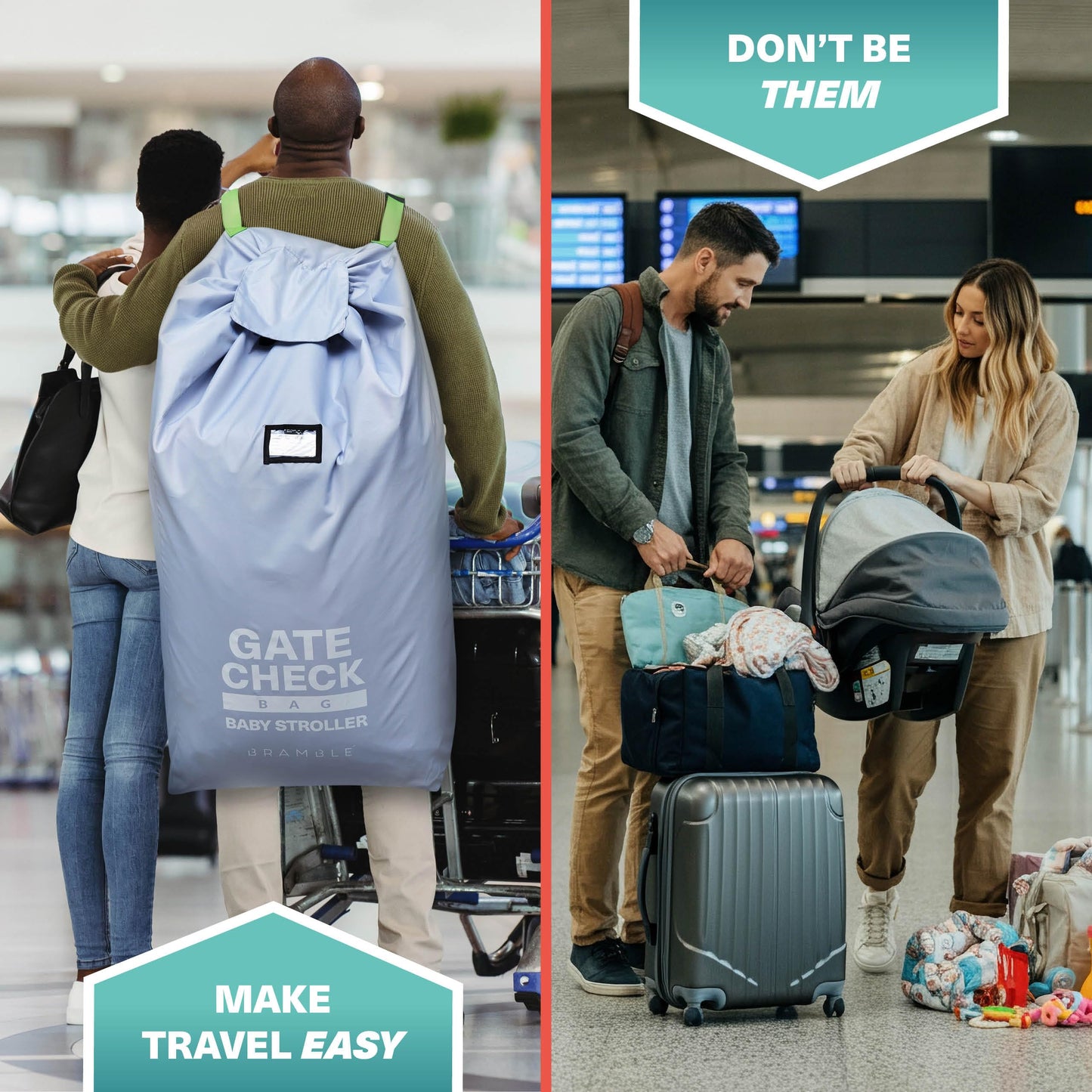 Bramble Large Stroller Bag for Flight & Travel – Water-Resistant, Gray