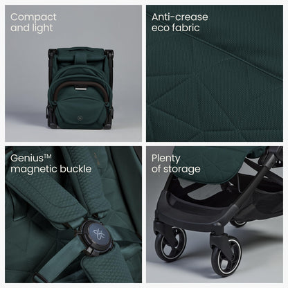 Silver Cross - Clic 2 Compact Stroller & Travel Bag - Travel Stroller For Life On The Go - Foldable & Lightweight - Suitable From Birth To 4 years - Conifer