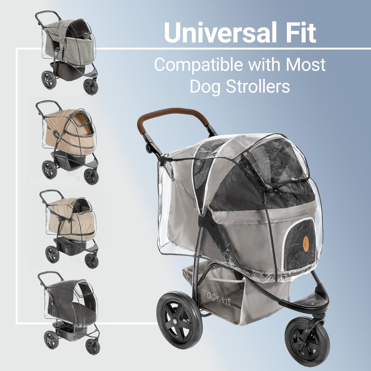 Rain Cover for Dog Stroller – Medium & Large, Window & Ventilation