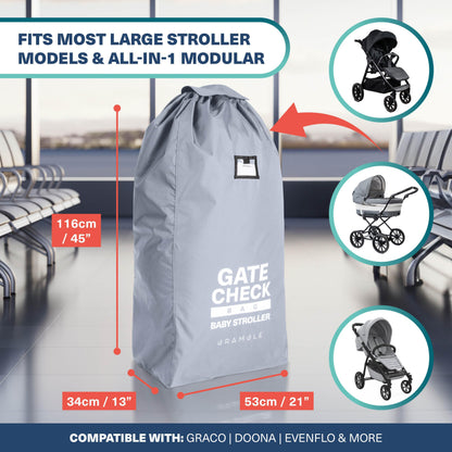 Bramble Large Stroller Bag for Flight & Travel – Water-Resistant, Gray