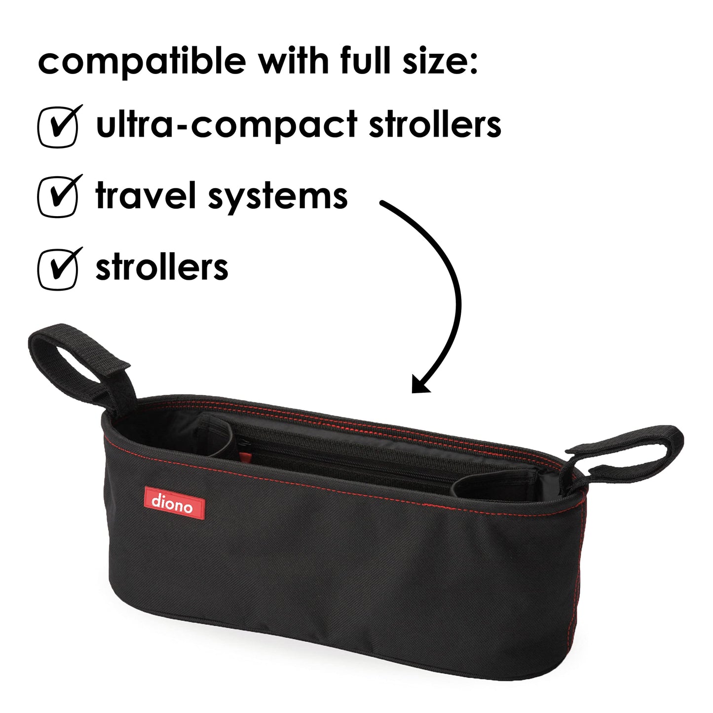 Diono Buggy Buddy Stroller Organizer with Cup Holders – Black