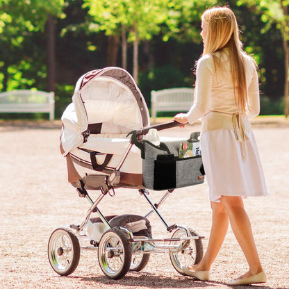 Stroller Organizer Bag 11 L – Cup Holder & Shoulder Strap, Gray