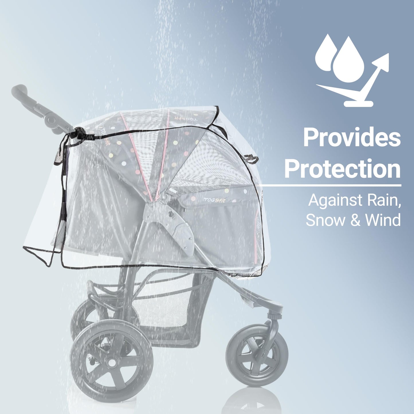 Rain Cover for Dog Stroller – Medium & Large, Window & Ventilation